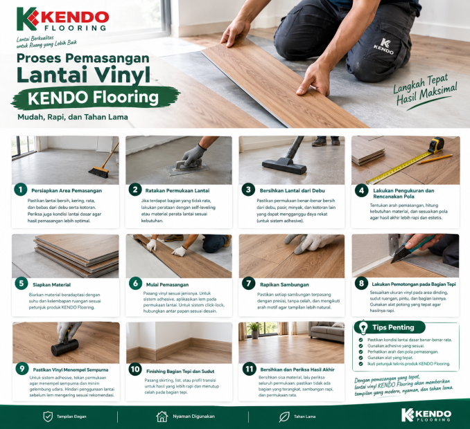 Proses Pemasangan Lantai Vinyl KENDO Flooring