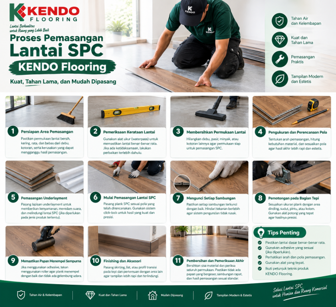 Proses Pemasangan Lantai SPC KENDO Flooring